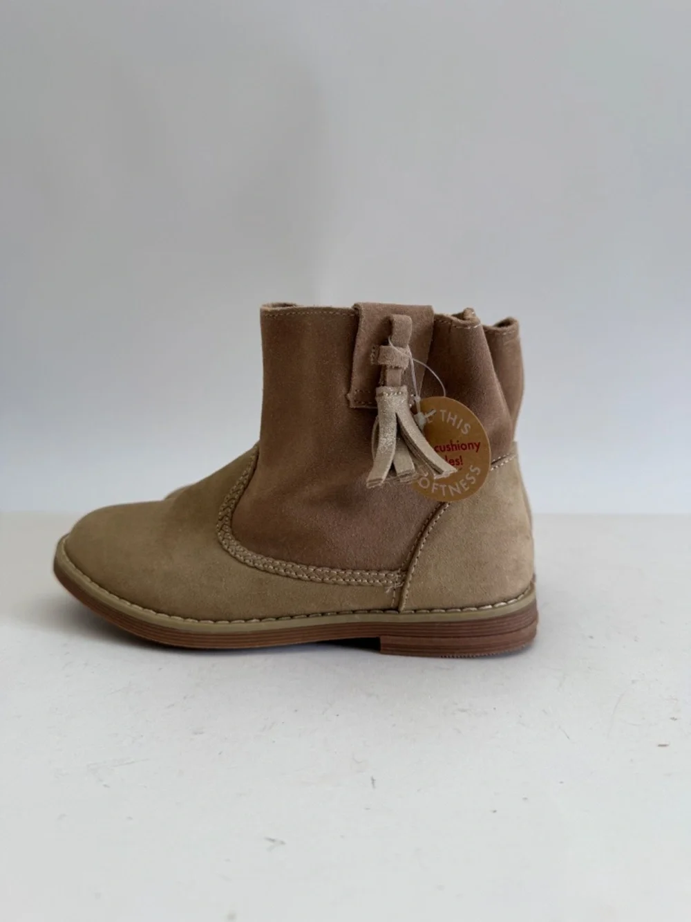 Hanna Andersson Kids Ankle Boots - Sz 13 - Tan Suede with Fringe Tassel - Unworn